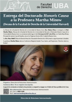 Entrega del Doctorado Honoris Causa a la Profesora Martha Minow (Decana de la Facultad de Derecho de la Universidad de Harvard)
