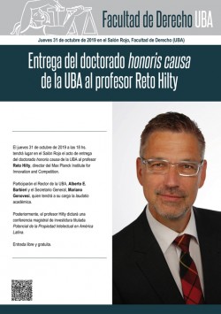 Entrega del doctorado <i>honoris causa</i> al profesor Reto Hilty