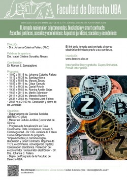II Jornada nacional en criptomonedas, <i>blockchain</i> y <i>smart contracts</i>: Aspectos jurídicos, sociales y económicos