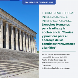 III Congreso Federal Internacional e Interdisciplinario. Derechos Humanos para la niñez y la adolescencia. "Teorías y prácticas para el abordaje de los conflictos transversales a la niñez"