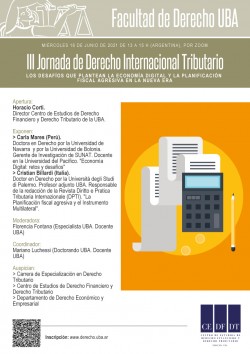 III Jornada de Derecho Internacional Tributario. Los desafíos que plantean la economía digital y la planificación fiscal agresiva en la nueva era