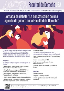 Jornada de debate "La construcción de una agenda de género en la Facultad de Derecho"