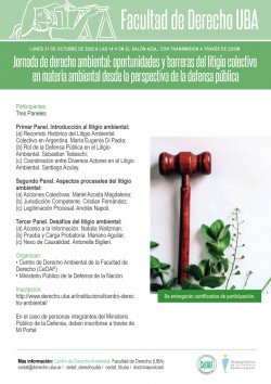 Jornada de derecho ambiental: oportunidades y barreras del litigio colectivo en materia ambiental desde la perspectiva de la defensa pÃºblica