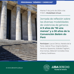 Jornada de reflexión sobre las diversas modalidades de violencias de género: a 9 años del primer "Ni una menos" y a 30 años de la Convención Belém Do Pará