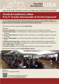 Jornada de transferencia y debate de las IV Jornadas Internacionales de Derecho Empresarial