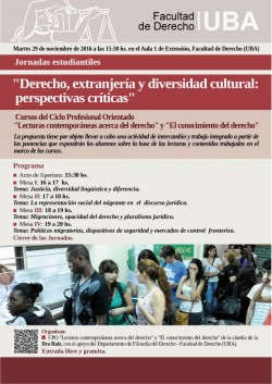 Jornadas estudiantiles "Derecho, extranjería y diversidad cultural: perspectivas críticas"
