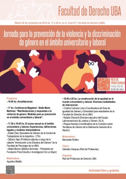 Jornadas para la prevención de la violencia y la discriminación de género en el ámbito universitario y laboral