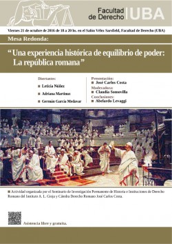  Mesa Redonda: "Una experiencia histórica de equilibrio de poder: La república romana"