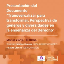 Presentación del Documento Rector sobre Enseñanza del Derecho y Perspectiva de Géneros en la UNR