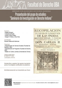 Presentación del grupo de estudios: "Seminario de Investigación en Derecho Indiano"