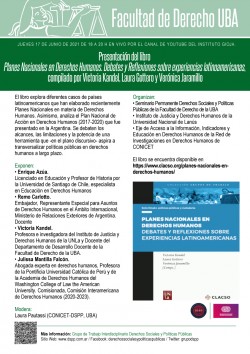 Presentación del <i>libro Planes Nacionales en Derechos Humanos. Debates y Reflexiones sobre experiencias latinoamericanas</i>, compilado por Victoria Kandel, Laura Gottero y Verónica Jaramillo