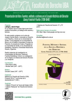 Presentación del libro <i>Fuentes, método y sistema en la Escuela Histórica del Derecho. Georg Friedrich Puchta (1798-1846)</i>