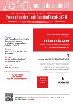 Presentación del vol. 1 de la Colección Fallos de la CSJN. Análisis e impacto de los precedentes que marcaron criterios fundamentales de la jurisprudencia en materia penal