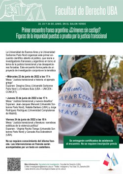 Primer encuentro franco argentino: Â¿CrÃ­menes sin castigo? Figuras de la impunidad puestas a prueba por la justicia transicional