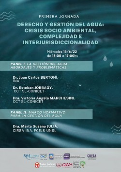 Primera jornada "Derecho y gestión del agua: crisis socio ambiental, complejidad e interjurisdiccionalidad"