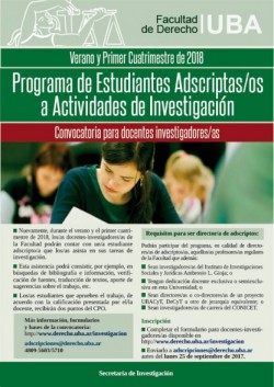 Programa de estudiantes adscriptos/as - Convocatoria para docentes- investigadores/as para el verano y primer cuatrimestre 2018