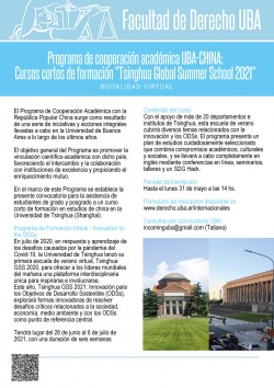 Programa de cooperación académica UBA-CHINA: Cursos cortos de formación, "Tsinghua Global Summer School 2021" - Virtual