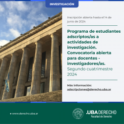 Programa de estudiantes adscriptos/as a actividades de investigación. Convocatoria abierta para docentes-investigadores/as. Segundo cuatrimestre 2024