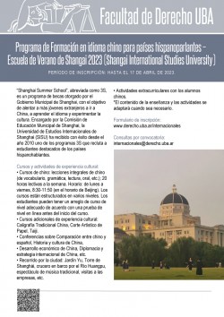 Programa de Formación en idioma chino para países hispanoparlantes - Escuela de Verano de Shangai 2023 (Shangai International Studies University)