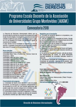 Programa Escala Docente de la Asociación de Universidades Grupo Montevideo (AUGM) - Convocatoria 2019