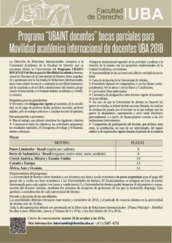 Programa "UBAINT docentes" becas parciales para Movilidad académica internacional de docentes UBA 2018