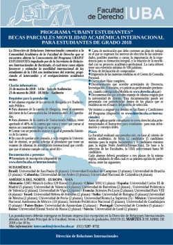 Programa UBAINT Estudiantes - Becas parciales de movilidad académica internacional para estudiantes de grado 2018