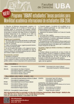 Programa "UBAINT Estudiantes" Becas parciales. Movilidad académica internacional de estudiantes de grado 2018