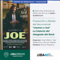 Proyección y debate del documental "Llamen a Joe". La historia del abogado del Rock
