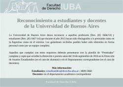 Reconocimiento a estudiantes y docentes de la Universidad de Buenos Aires