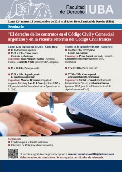 Seminario "El derecho de los contratos en el Código Civil y Comercial argentino y en la reciente reforma del Código Civil francés"