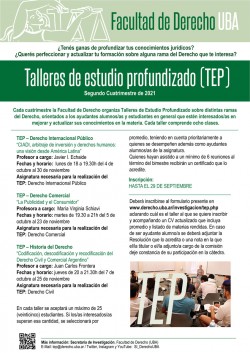 Talleres de estudio profundizado - Segundo cuatrimestre de 2021
