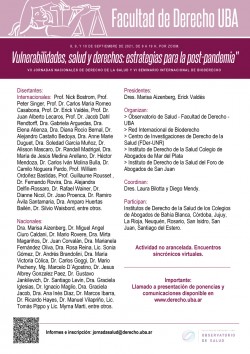 VII Jornadas Nacionales de Derecho de la Salud. VI Seminario Internacional de Bioderecho - "Vulnerabilidades, salud y derechos: estrategias para la post-pandemia"