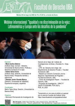 Webinar internacional: "Igualdad y no discriminación en la vejez: Latinoamérica y Europa ante los desafíos de la pandemia"