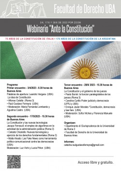 Webinario "Ante la Constitución". 75 años de la Constitución de Italia. 170 años de la Constitución de la Argentina