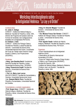 Workshop Interdisciplinario sobre la AntigÃ¼edad HelÃ©nica: "La Ley y el Orden"