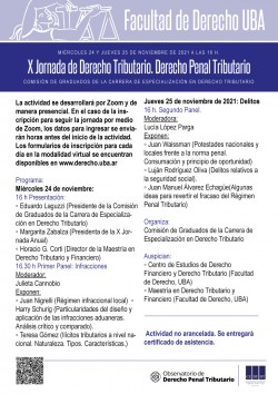 X Jornada de Derecho Tributario. Derecho Penal Tributario