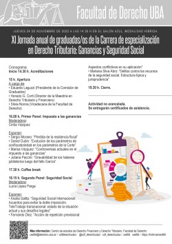 XI Jornada anual de graduadas/os de la Carrera de especialización en Derecho Tributario: Ganancias y Seguridad Social 