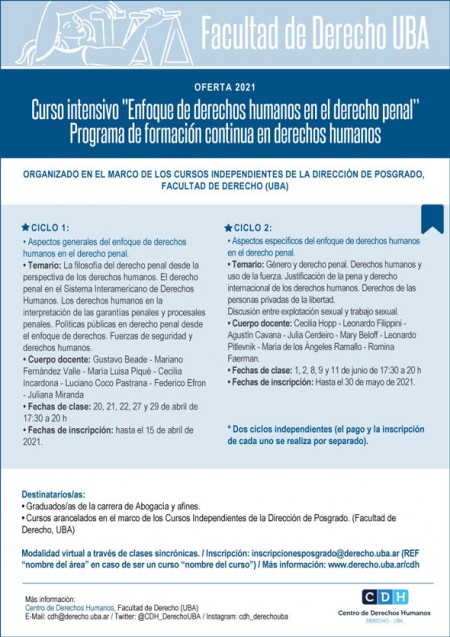 Abierta la inscripcin al curso "Enfoque de derechos humanos en el derecho penal"