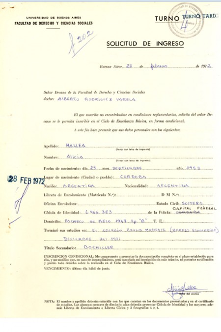 Alicia Mallea, detenida desaparecida el 3 de abril de 1976