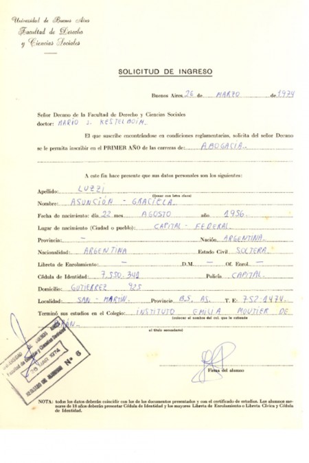 Asunción Graciela Luzzi, detenida desaparecida el 26 de octubre de 1977
