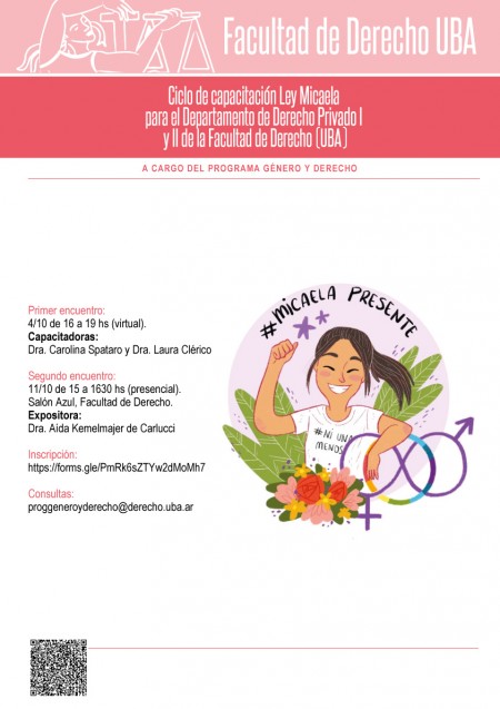 Ciclo de capacitacin Ley Micaela para el Departamento de Derecho Privado Facultad de Derecho (UBA), a cargo del Programa Gnero y Derecho