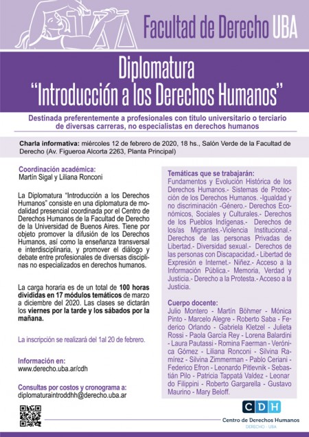 El CDH lanza una diplomatura introductoria sobre Derechos Humanos