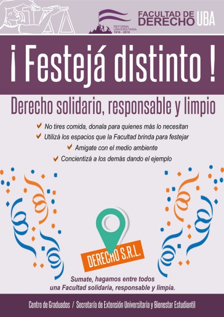 ¡Festejá distinto! Derecho solidario, responsable y limpio