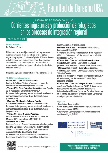 II Seminario de posgrado on line  sobre "Corrientes migratorias y protección de refugiados en los procesos de integración regional"