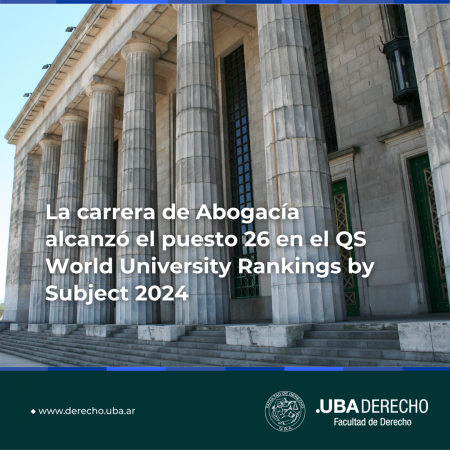 La carrera de Abogacía de nuestra Facultad alcanzó el puesto 26 en el QS World University Rankings by Subject 2024