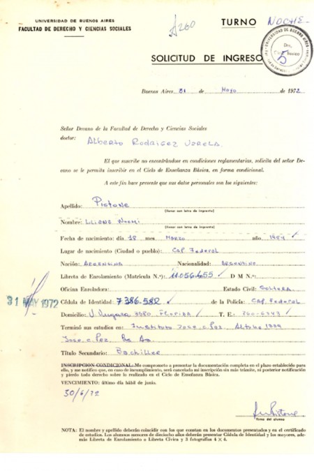Liliana Noemí Pistone, detenida desaparecida el 8 de agosto de 1976