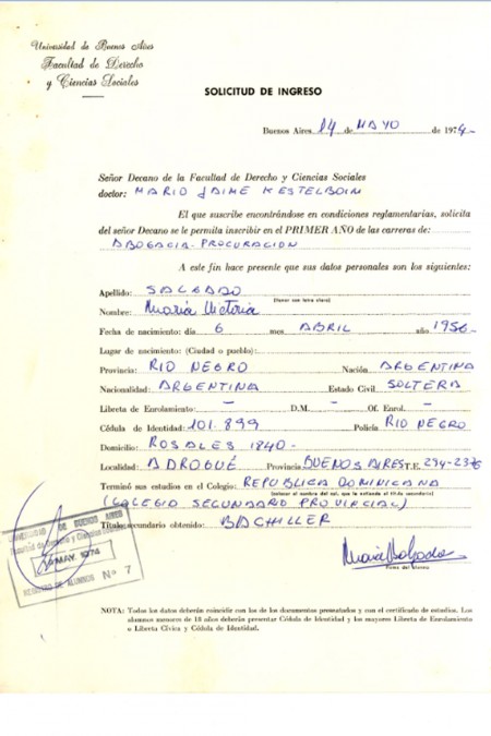 María Victoria Salgado, detenida desaparecida el 15 de diciembre de 1978