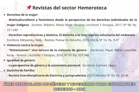 Recomendaciones de bibliografía sobre temáticas de género y feminismo jurídico