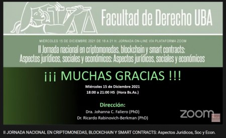 Segunda jornada nacional en criptomonedas, blockchain y smart contracts: aspectos jurídicos, sociales y económicos