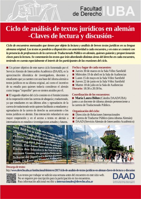 Segundo encuentro del "Ciclo de anlisis de textos jurdicos en alemn. Claves de lectura y discusin"